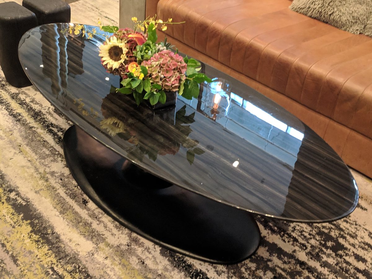 Loews Hotel Navy Pier lobby table after 7 years with Tuffskin