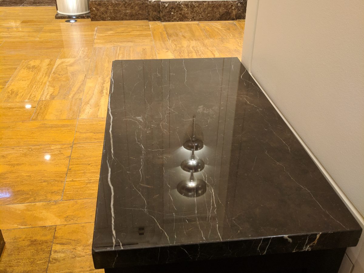 Peninsula Hotel lobby surface with Tuffskin gloss on black marble
