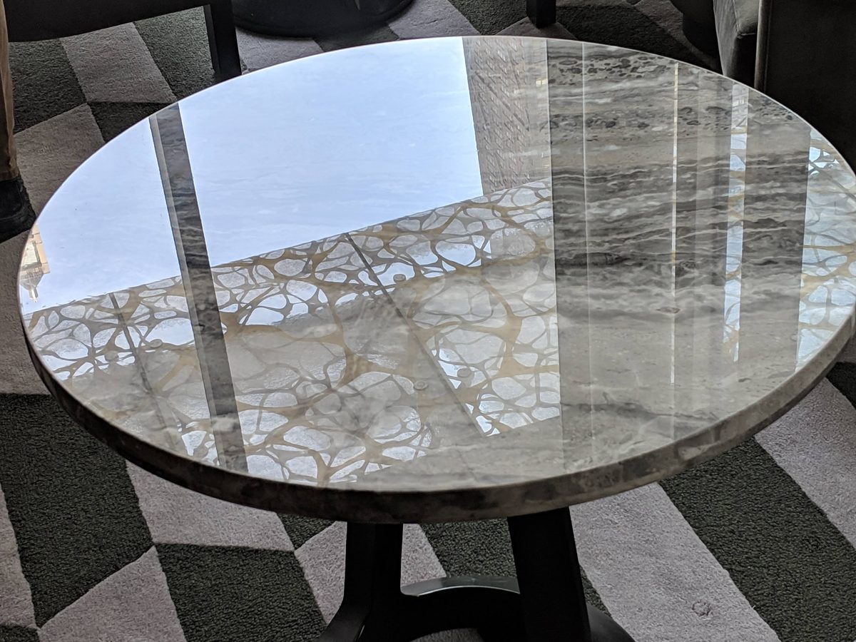 Peninsula Hotel rooftop bar table with Tuffskin protection