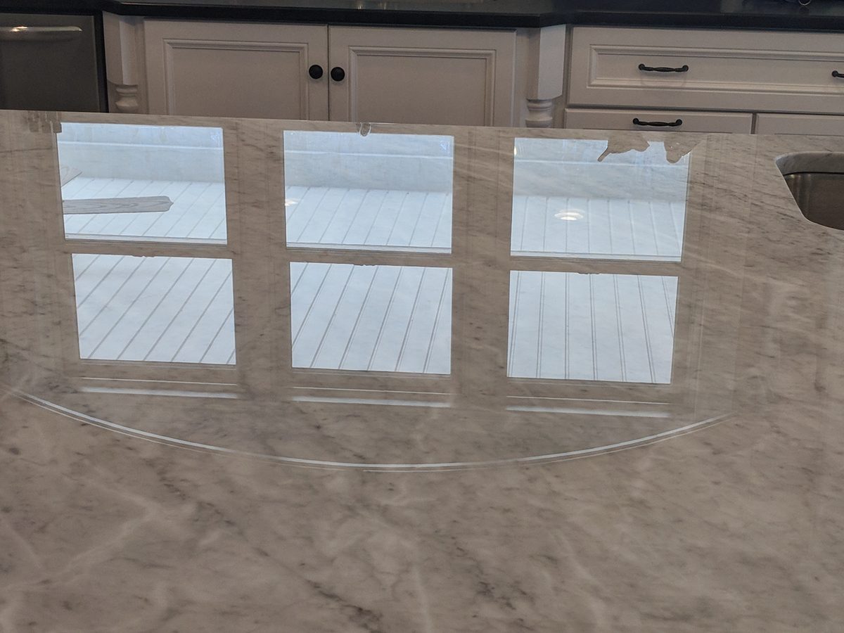Residential kitchen island with Tuffskin gloss