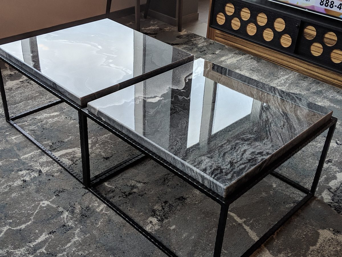 The Rose Hotel lobby tables with Tuffskin gloss